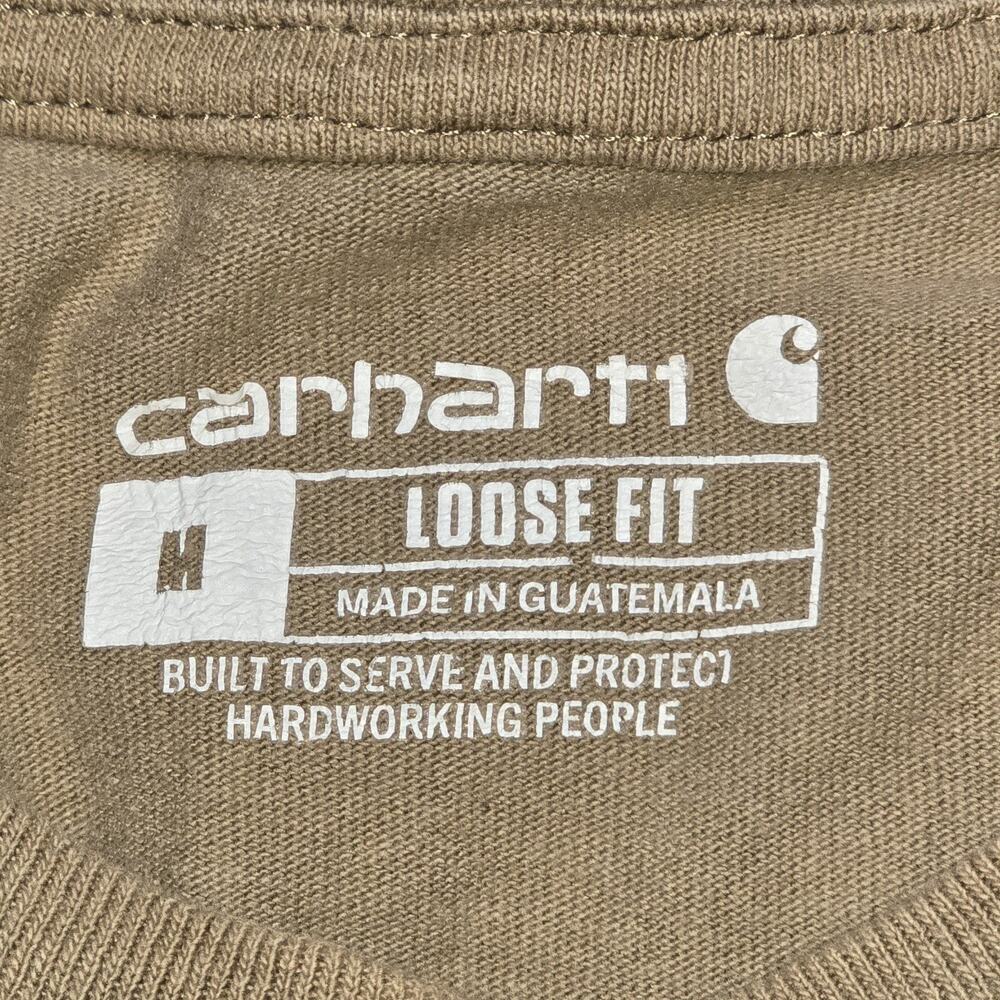 Carhartt Loose Fit Workwear T-Shirt Men’s Size M Brown Pocket Heavyweight Cotton - Picture 6 of 7